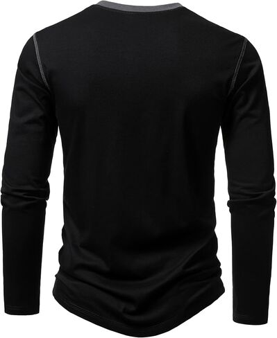 LucMatton Men's Slim Fit Stretch Henley Shirt Long Sleeve T-Shirt for Casual Fashion with 3-Button Placket in Saudi Arabia