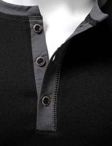 LucMatton Men's Slim Fit Stretch Henley Shirt Long Sleeve T-Shirt for Casual Fashion with 3-Button Placket in Saudi Arabia