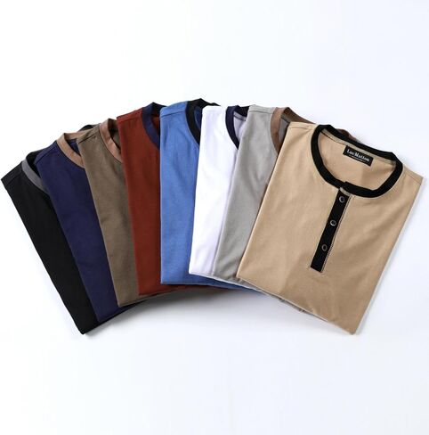 LucMatton Men's Slim Fit Stretch Henley Shirt Long Sleeve T-Shirt for Casual Fashion with 3-Button Placket in Saudi Arabia