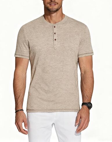 Men's Casual Henley Shirt Moisture Wicking Performance Polo Shirt Beach Hippie T-Shirts Short Sleeve Casual Basic Tee in Saudi Arabia