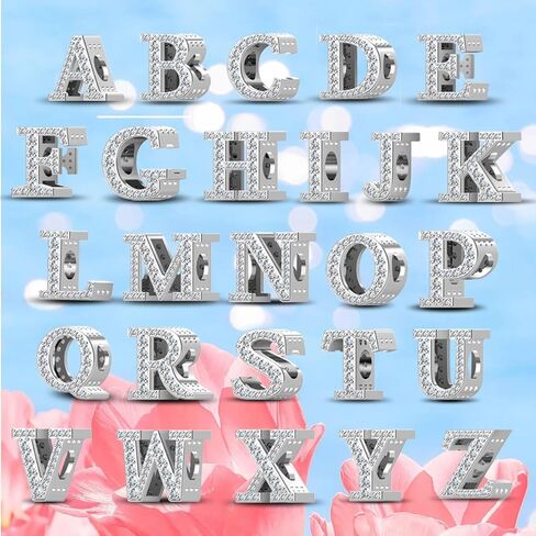 Aurevella Letter Charms 925 Sterling Silver Charms A-Z For Bracelets and Necklaces Initials Beaded Gifts For Women in Saudi Arabia