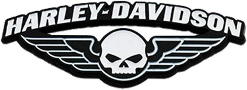 Harley-Davidson 1.75 in. Winged Skull Metal Pin, Black & White Finishes in Saudi Arabia