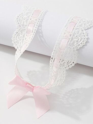 Bravace مثير القوس عقدة المختنق قلادة خمر الدانتيل طوق لطيف الوردي لوليتا القوطية تأثيري الشريط المختنق الرقبة مجوهرات للنساء Kawaii الملحقات in Kuwait