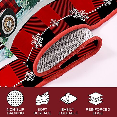 cusugbaso عيد الميلاد باب حصيرة، سجاد شاحنة حمراء منقوشة - عيد الميلاد قابل للغسل غير زلة منخفضة كومة سجاد منطقة عيد الميلاد للمدخل، الباب الأمامي، الحمام in Kuwait