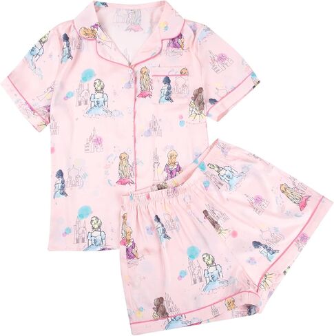 MYHALF Satin Pajamas Set for Women Button Down 2 Piece Lounge Pjs Lightweight Summer Sleepwear V Neck Short Sleeve Loungewear in Saudi Arabia