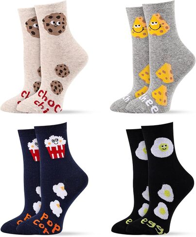 Htlpym Women's Cotton Funny Socks Cute Heart Graphic Colorful Food Fruit Designed Novelty Crew Socks Gifts for Girls Ladies in Saudi Arabia
