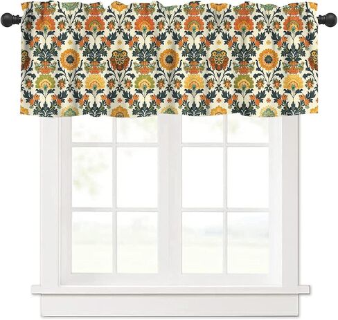 VUMIVI William Morris Valance Curtain Colorful Flowers Birds Vintage Abstract Art Illustration Window Treatments for Kids Boys Girls Bedroom Kitchen Living Dining Room Office 54x18inch in Saudi Arabia