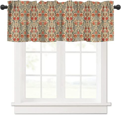 VUMIVI William Morris Valance Curtain Colorful Flowers Birds Vintage Abstract Art Illustration Window Treatments for Kids Boys Girls Bedroom Kitchen Living Dining Room Office 54x18inch in Saudi Arabia