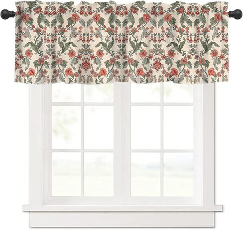 VUMIVI William Morris Valance Curtain Colorful Flowers Birds Vintage Abstract Art Illustration Window Treatments for Kids Boys Girls Bedroom Kitchen Living Dining Room Office 54x18inch in Saudi Arabia
