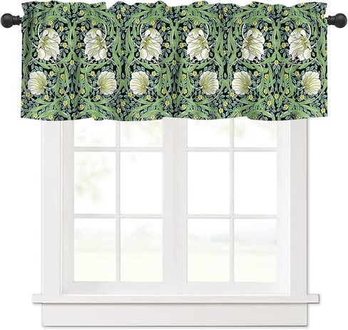 VUMIVI William Morris Valance Curtain Colorful Flowers Birds Vintage Abstract Art Illustration Window Treatments for Kids Boys Girls Bedroom Kitchen Living Dining Room Office 54x18inch in Saudi Arabia