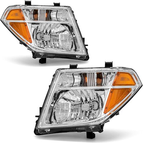 Headlights Replacement Compatible with 2001-2004 Nissan Frontier Headlight Assembly for 01 02 03 04 Nissan Frontier Clear Lens Chrome Housing with Amber Reflector Driver and Passenger Side in Saudi Arabia