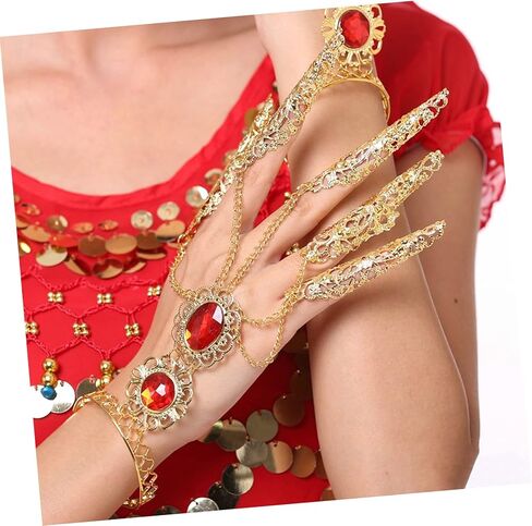 Homoyoyo 2pcs Performance Props Stage Nail Covers Long Pointed Fingernail Claw for Dance Golden in Saudi Arabia