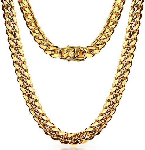Cuban Link Chain for Men Women 6mm/8mm/10mm/12mm 22 inch Men Chunky Miami Cuban Chain Stainless Steel Necklace with Gift Box in Saudi Arabia