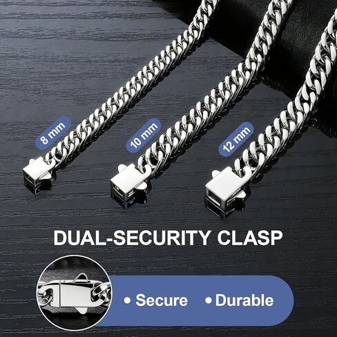 Cuban Link Chain for Men Women 6mm/8mm/10mm/12mm 22 inch Men Chunky Miami Cuban Chain Stainless Steel Necklace with Gift Box in Saudi Arabia