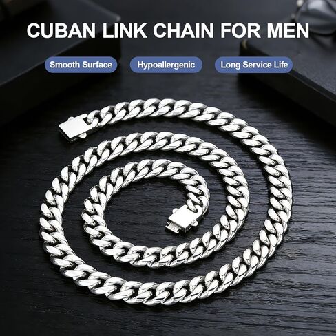 Cuban Link Chain for Men Women 6mm/8mm/10mm/12mm 22 inch Men Chunky Miami Cuban Chain Stainless Steel Necklace with Gift Box in Saudi Arabia