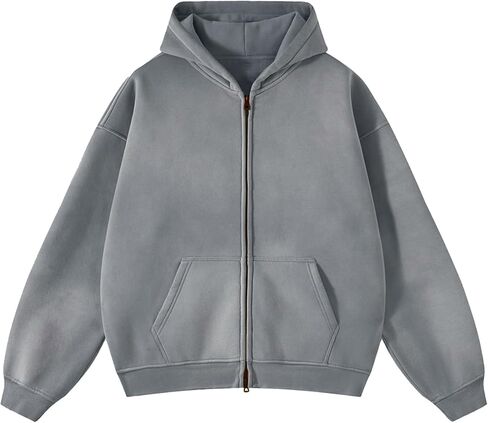 Wyeysyt Women Zip Up Hoodie Oversized Acid Wash Vintage Fleece Sweatshirt Heavyweight Cotton Casual Jackets in Saudi Arabia