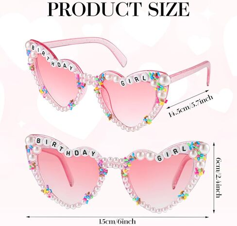 APLZGMG Birthday Glasses Happy Birthday Heart Shaped Sunglasses Pink Birthdays Girl Sunglasses for Birthdays Party in Saudi Arabia
