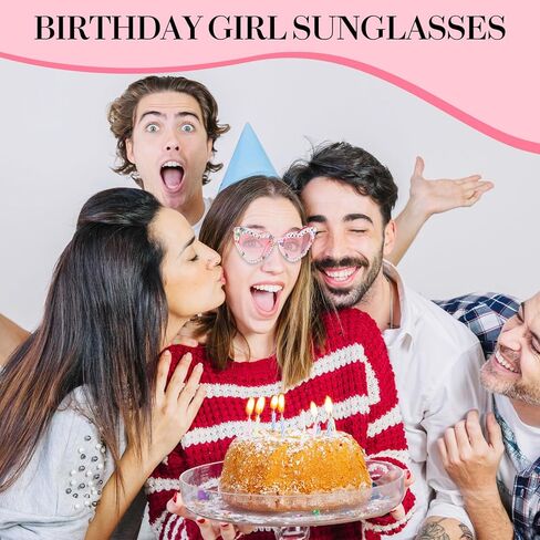 APLZGMG Birthday Glasses Happy Birthday Heart Shaped Sunglasses Pink Birthdays Girl Sunglasses for Birthdays Party in Saudi Arabia