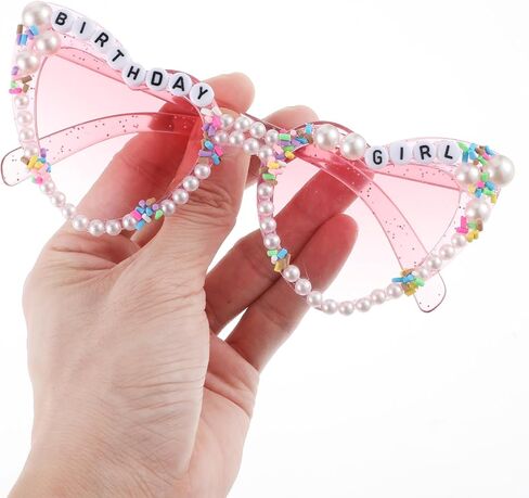 APLZGMG Birthday Glasses Happy Birthday Heart Shaped Sunglasses Pink Birthdays Girl Sunglasses for Birthdays Party in Saudi Arabia