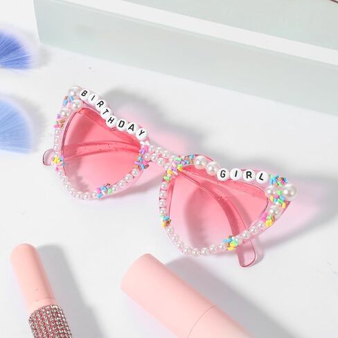 APLZGMG Birthday Glasses Happy Birthday Heart Shaped Sunglasses Pink Birthdays Girl Sunglasses for Birthdays Party in Saudi Arabia