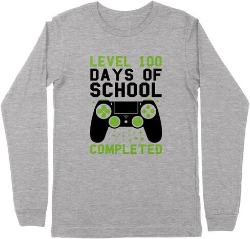 Level 100 Days of School Completed Kids Long Sleeve T-Shirt Youth in Kuwait