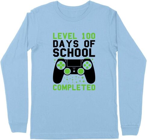 Level 100 Days of School Completed Kids Long Sleeve T-Shirt Youth in Kuwait