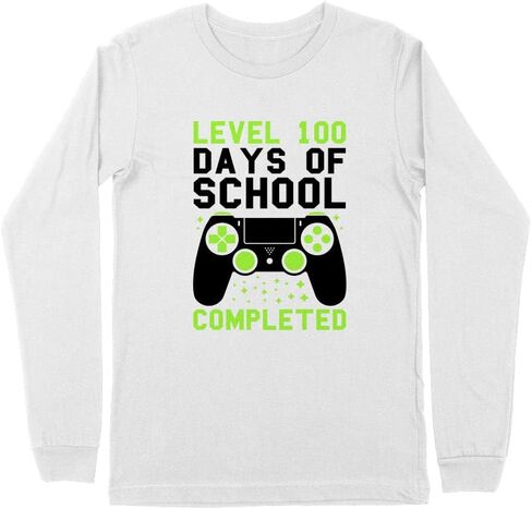 Level 100 Days of School Completed Kids Long Sleeve T-Shirt Youth in Kuwait