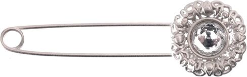 Mibo Buttons & Accessories Zinc Die Cast Kilt Pin - 3.25" - Round Floral Filigree 27mm(Diam) - Antique Silver with Imitation Gem Stone Turquoise Cabochon in Saudi Arabia
