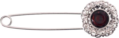Mibo Buttons & Accessories Zinc Die Cast Kilt Pin - 3.25" - Round Floral Filigree 27mm(Diam) - Antique Silver with Imitation Gem Stone Turquoise Cabochon in Saudi Arabia