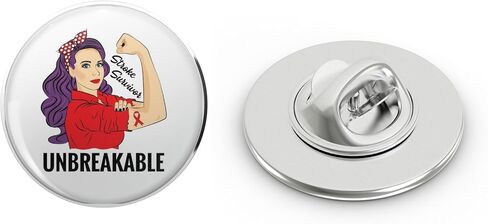 السكتة الدماغية الناجي الوعي المحارب غير قابلة للكسر المعادن التلبيب قبعة دبوس تي تك Pinback 0.75" in Saudi Arabia