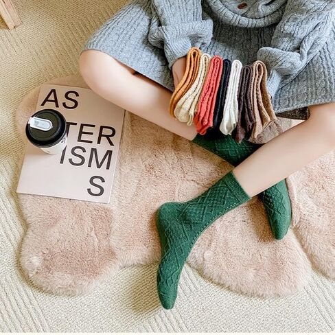 4 Pairs Womens Argyle Knit Wool Socks Vintage Comfy Casual Hiking Boot Socks in Saudi Arabia