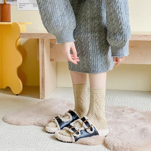 4 Pairs Womens Argyle Knit Wool Socks Vintage Comfy Casual Hiking Boot Socks in Saudi Arabia