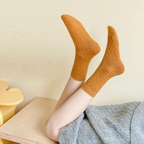 4 Pairs Womens Argyle Knit Wool Socks Vintage Comfy Casual Hiking Boot Socks in Saudi Arabia