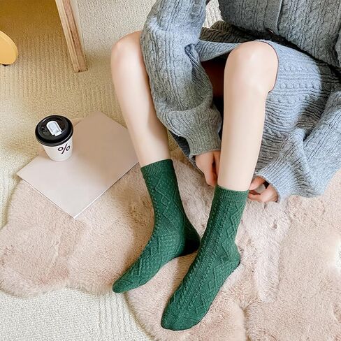 4 Pairs Womens Argyle Knit Wool Socks Vintage Comfy Casual Hiking Boot Socks in Saudi Arabia