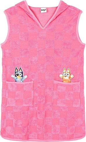 Bluey Girls Loop Terry Cloth Hooded Zip Up Swim Cover Up Toddler to Big Kid Sizes (2T - 10-12) in Saudi Arabia