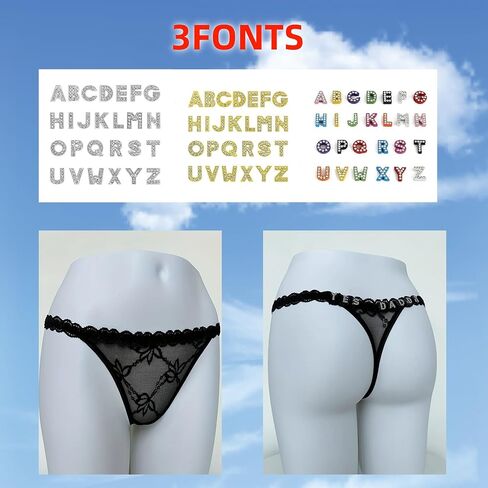 ANLINGOO 2-Pack سيور مخصصة مع أسماء، اسم مخصص ثونغ، DIY فضي أو ذهبي حجر الراين اسم الحروف اللامعة، تخصيص عبارات الزوج أو الصديق G-string هدية عيد الحب in Saudi Arabia