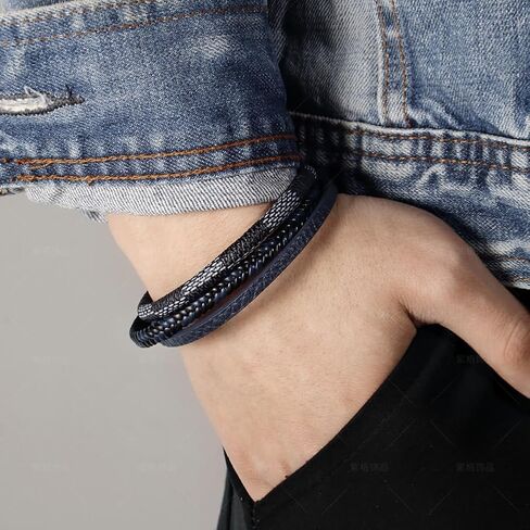 Leather Bracelet for Men Casual Brown Multi-Strand Bracelet Braided Bracelet Jewelry Gifts With Stainless Steel Clasp in Saudi Arabia