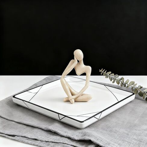O-FarFarm Thinker Statue Decor - Handcrafted Sandstone Abstract Sculpture for Desk, Coffee Table & Bookshelf Modern Office Decor, Artistic Home Accent for Interior Design Lovers & Art Collectors in Saudi Arabia