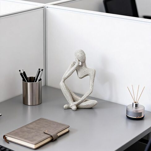 O-FarFarm Thinker Statue Decor - Handcrafted Sandstone Abstract Sculpture for Desk, Coffee Table & Bookshelf Modern Office Decor, Artistic Home Accent for Interior Design Lovers & Art Collectors in Saudi Arabia