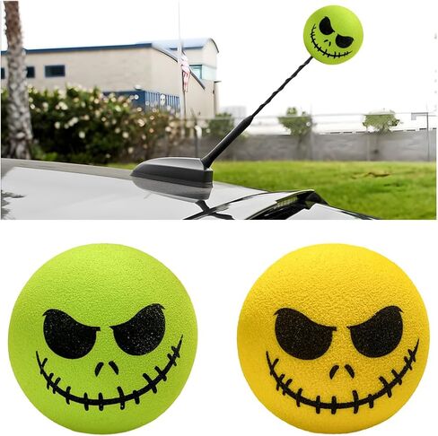 4 PCS Car Antenna Toppers, Funny Halloween Skull Spooky Smile Car Antenna Areial Balls, Skull Smile Face Antenna Topper Exterior Decor Doll for Most Vehicles, Car Accessories in Kuwait