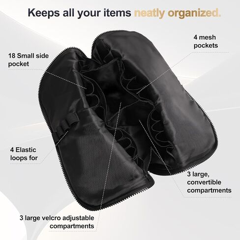 حقيبة مكياج وأدوات الزينة للسفر من دادوب، منظم حقيبة مستحضرات تجميل كبير مقاوم للماء مع 28 جيبًا وحجرة قابلة للتعديل و4 حوامل للفرش in Kuwait