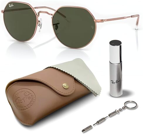 Ray-Ban RB3565 JACK ROSE GOLD Square-Round Shaped Sunglasses for Men & Women with Official RAYBAN Eyewear Kit in Saudi Arabia