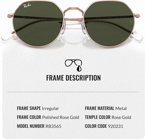 Ray-Ban RB3565 JACK ROSE GOLD Square-Round Shaped Sunglasses for Men & Women with Official RAYBAN Eyewear Kit in Saudi Arabia