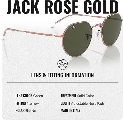 Ray-Ban RB3565 JACK ROSE GOLD Square-Round Shaped Sunglasses for Men & Women with Official RAYBAN Eyewear Kit in Saudi Arabia