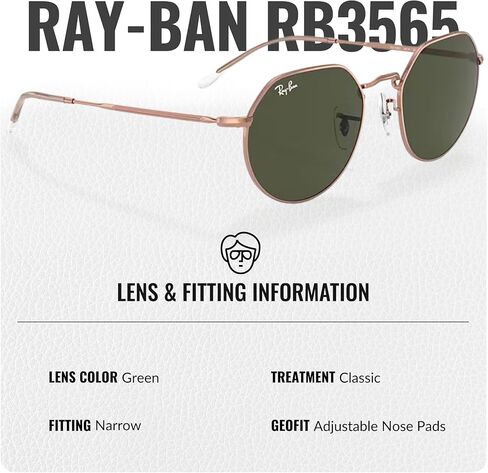 Ray-Ban RB3565 JACK ROSE GOLD Square-Round Shaped Sunglasses for Men & Women with Official RAYBAN Eyewear Kit in Saudi Arabia