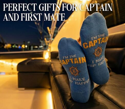 InnoBeta Boating Gifts Captain First Mate Gifts Socks Bundle 2 Pack, One Size Crew Socks for Boat Captain and First Mate on Birthday, Christmas in Saudi Arabia
