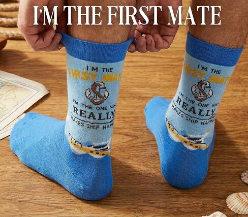 InnoBeta Boating Gifts Captain First Mate Gifts Socks Bundle 2 Pack, One Size Crew Socks for Boat Captain and First Mate on Birthday, Christmas in Saudi Arabia