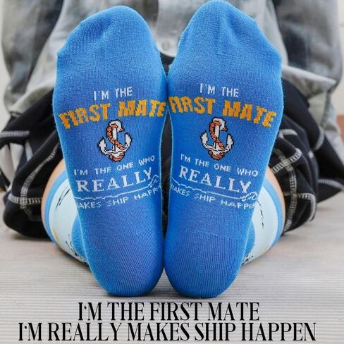 InnoBeta Boating Gifts Captain First Mate Gifts Socks Bundle 2 Pack, One Size Crew Socks for Boat Captain and First Mate on Birthday, Christmas in Saudi Arabia
