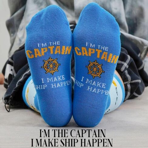 InnoBeta Boating Gifts Captain First Mate Gifts Socks Bundle 2 Pack, One Size Crew Socks for Boat Captain and First Mate on Birthday, Christmas in Saudi Arabia