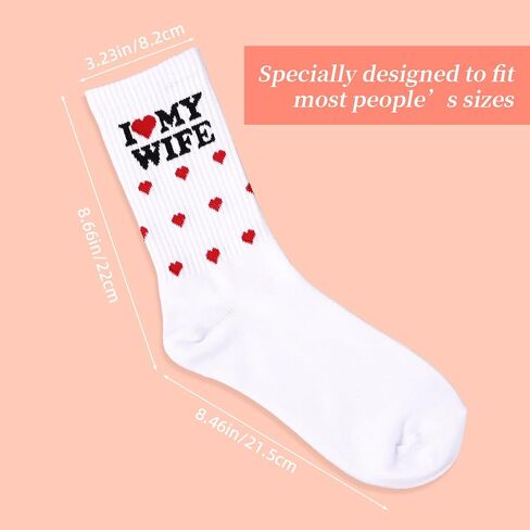 جوارب Mikovivi للزوج، من القطن الناعم I Love My Wife Socks، هدايا رائعة للزوج من الزوجة، الذكرى السنوية للزفاف، عيد الميلاد، عيد الميلاد، العريس، هدية دافئة (أبيض) in Saudi Arabia